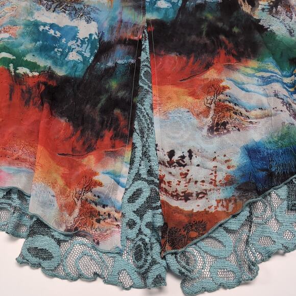 Adore Artsy Sleeveless Blouse Top Womens M Multicolor Mixed Media Flowy Fairy - Picture 7 of 16